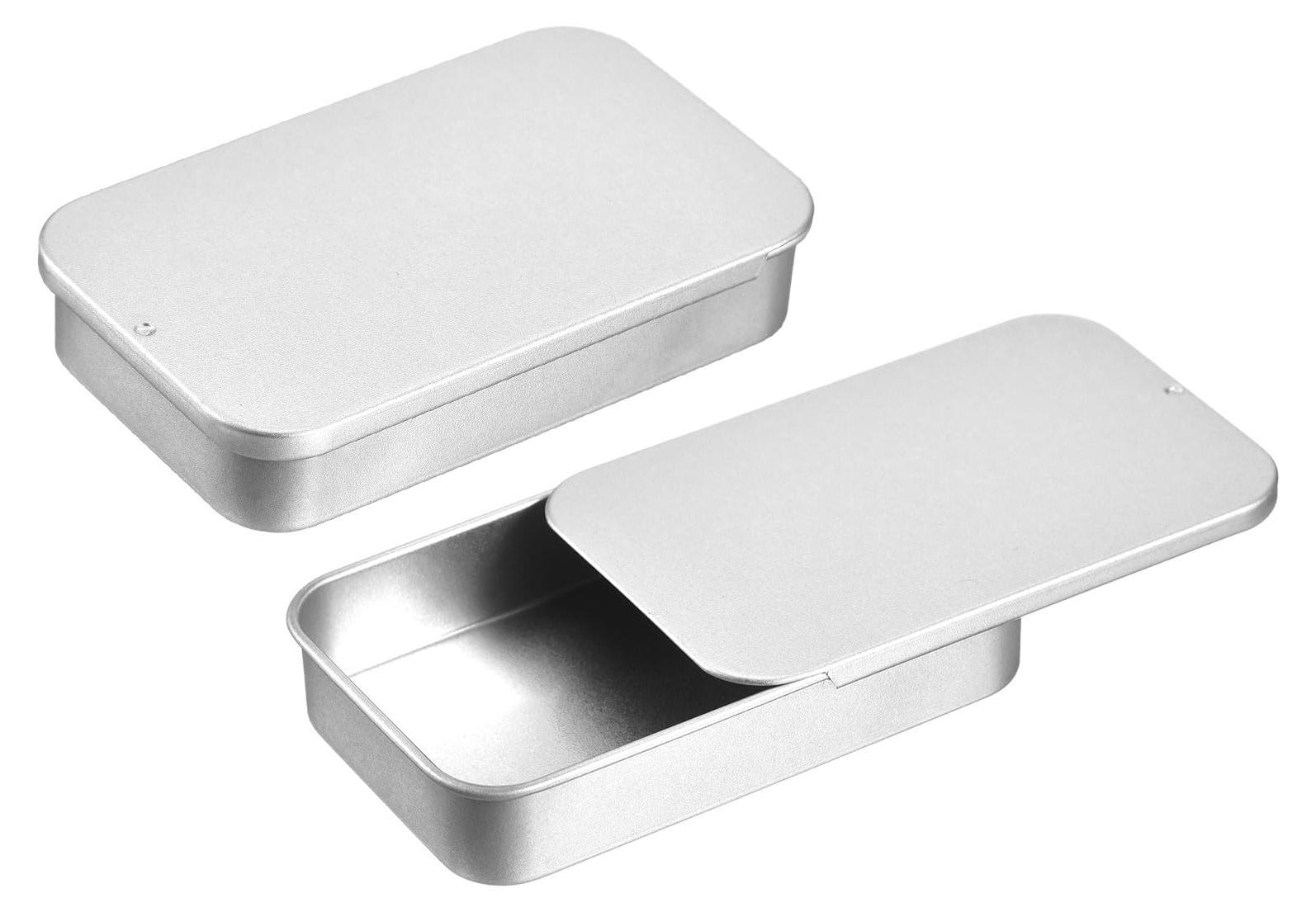 OEM 6 kleine Metalldosen mit Deckel, 80 x 50 x 15 mm, für Süßigkeiten und Kleinigkeiten – Silber