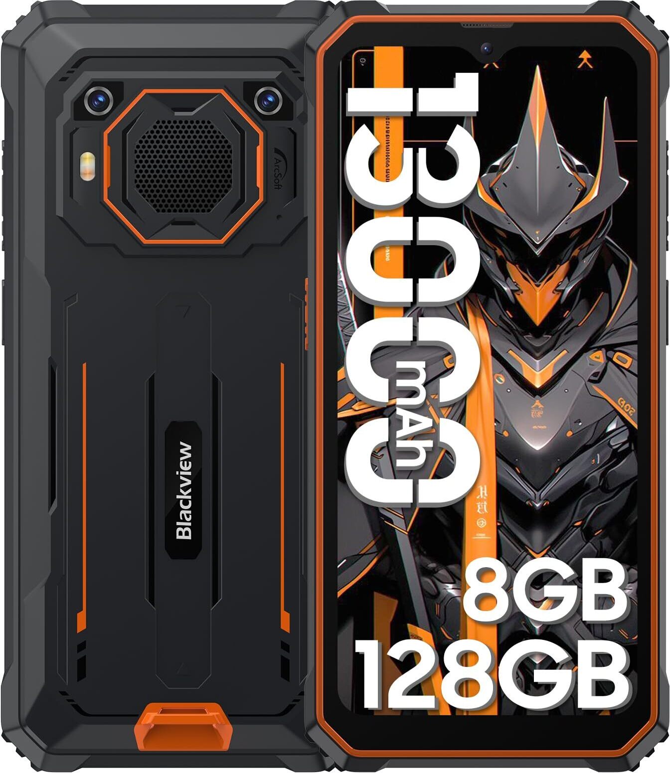 Blackview BV6200 Pro(12GB+128GB) outdoorový mobilný telefón bez zmluvy, Android Outdoor smartphone s 13000mAh batériou, 13MP+8MP, IP68&IP69K, oranžový
