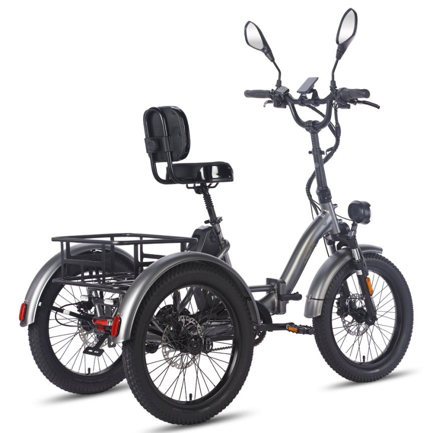 Tuk skladací bicykel e-bike nákladný bicykel 20 palcový 48V 23.5Ah batéria, hydraulické kotúčové brzdy elektrický bicykel, elektrický nákladný bicykel 180kg, e-bike trojkolka