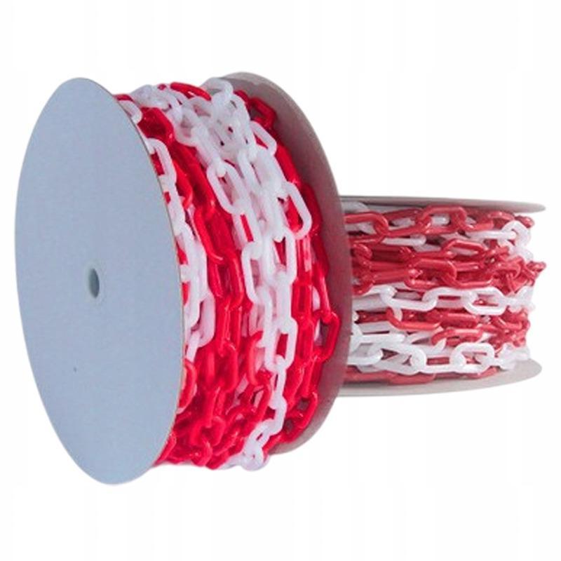 REXO Kunststoffkette 25 m, Sperrbreite 6 mm, Warnfarbe weiß-rot