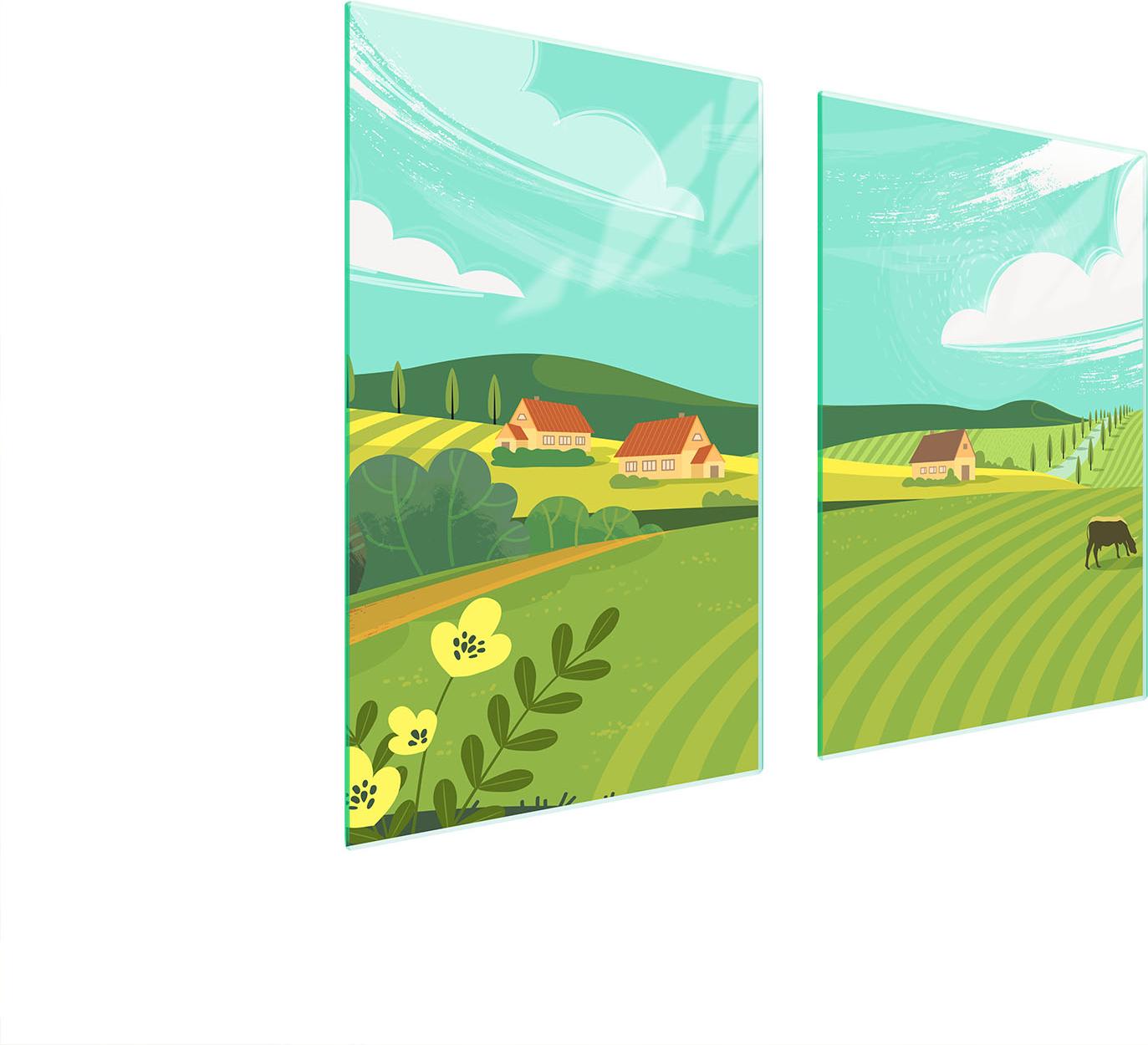 TMK ArtDeko Glasschutzplatte Für Küche 65X52 Village