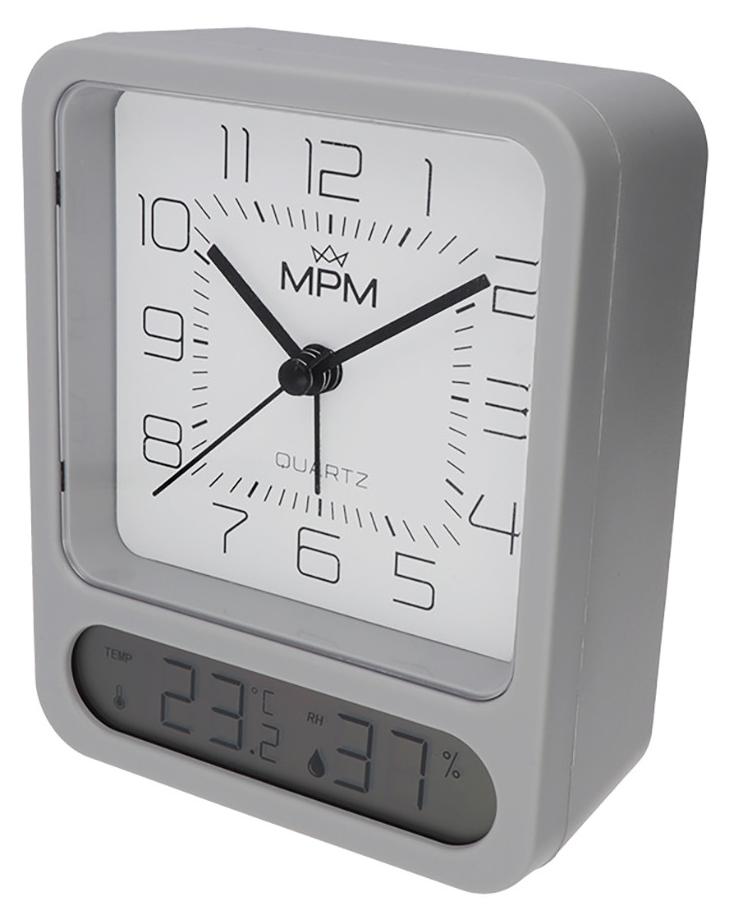 MPM-Quality Wecker Ioannis eckig 95 mm Kunststoff Grau C01.4431.92
