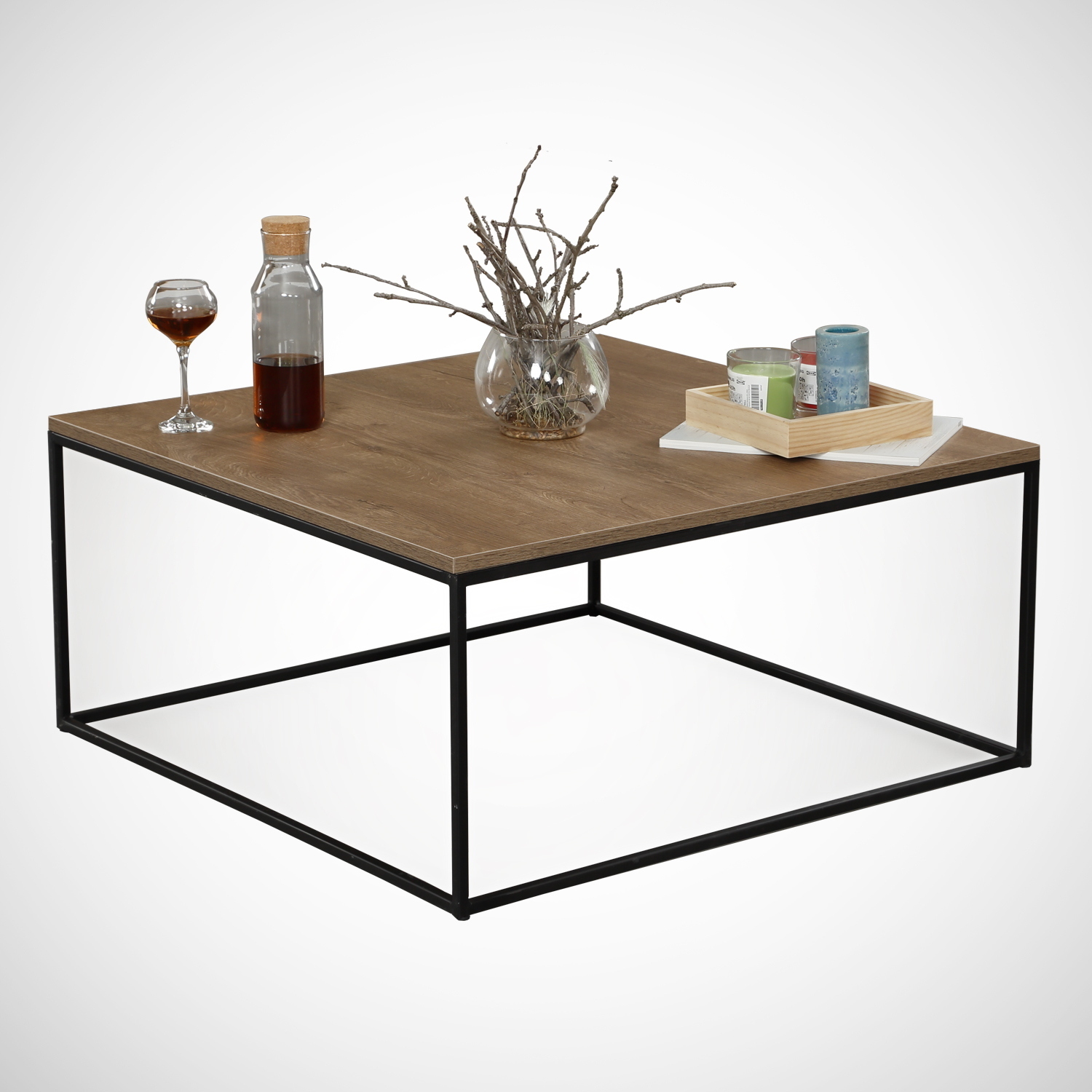 Skye Decor, Poly - Caucasian Oak, Couchtisch, Kaukasische Eiche, 100 % MELAMINBESCHICHTETE SPANPLATTEN, 75 x 75 x 43 cm 801CMY2848