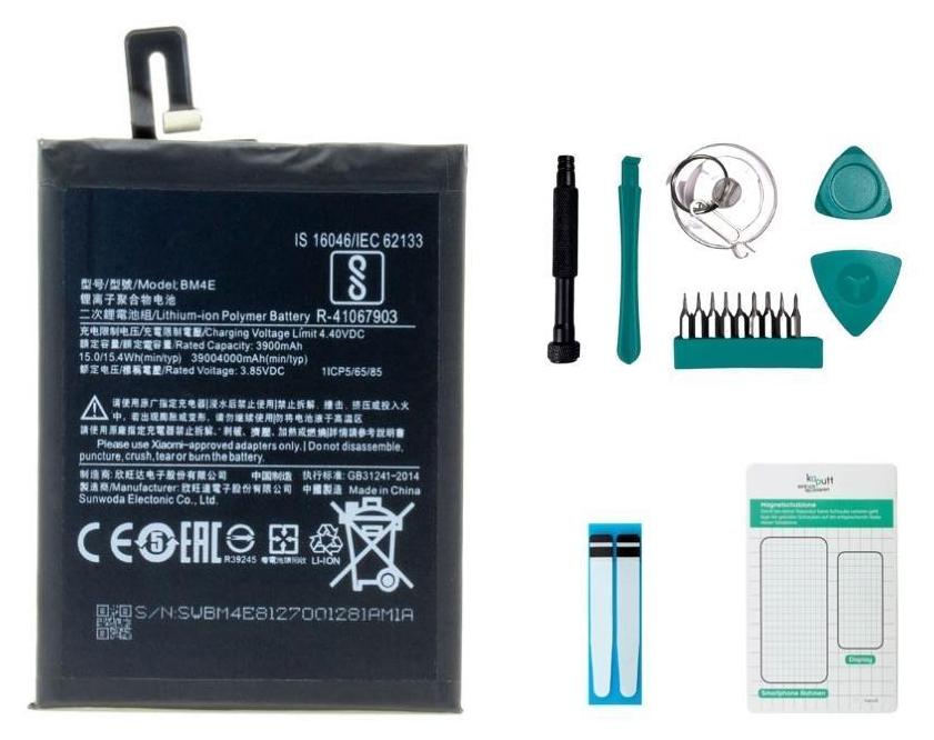 kaputt.de GmbH Pocophone Ersatz-Akku für Pocophone F1 Smartphone mit 4000 mAh Kapazität, Modell BM4E, als Set XOM-180-YYA