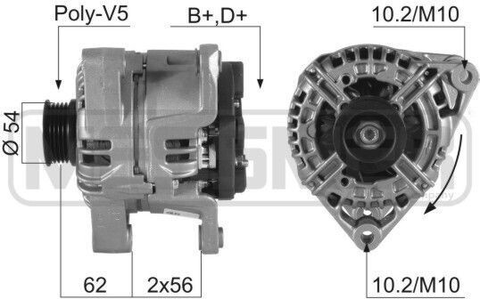 ERA 210356A Alternátor LiMa 120 A, 14 V pre OPEL Corsa C hatchback (X01), Meriva A (X03), Astra H Caravan (A04), Astra H hatchback (A04)