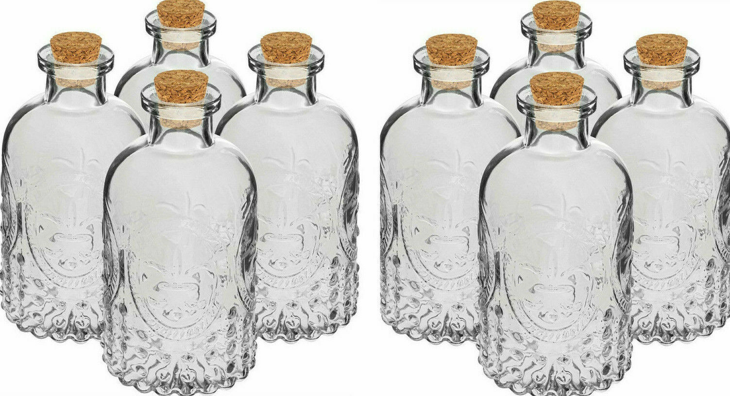lilawelt24 8 x 240 ml leere Glasflasche mit Kork Eckig Fläschchen Öl Tinkturflasch Karaffe