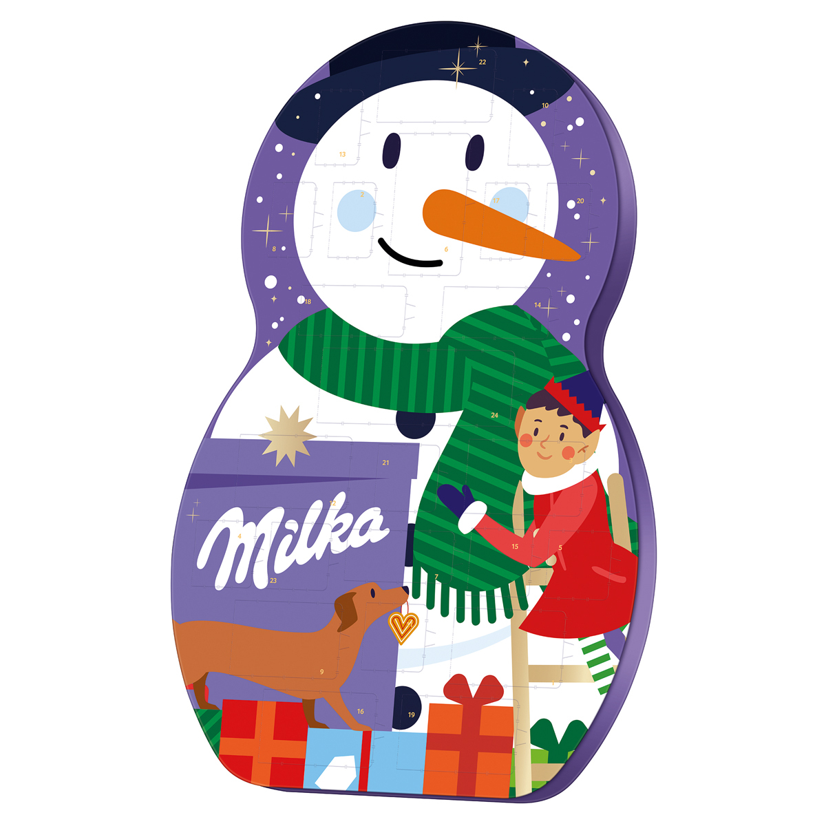 Milka Snow Mix Adventný kalendár Zmes alpskej mliečnej čokolády 236g