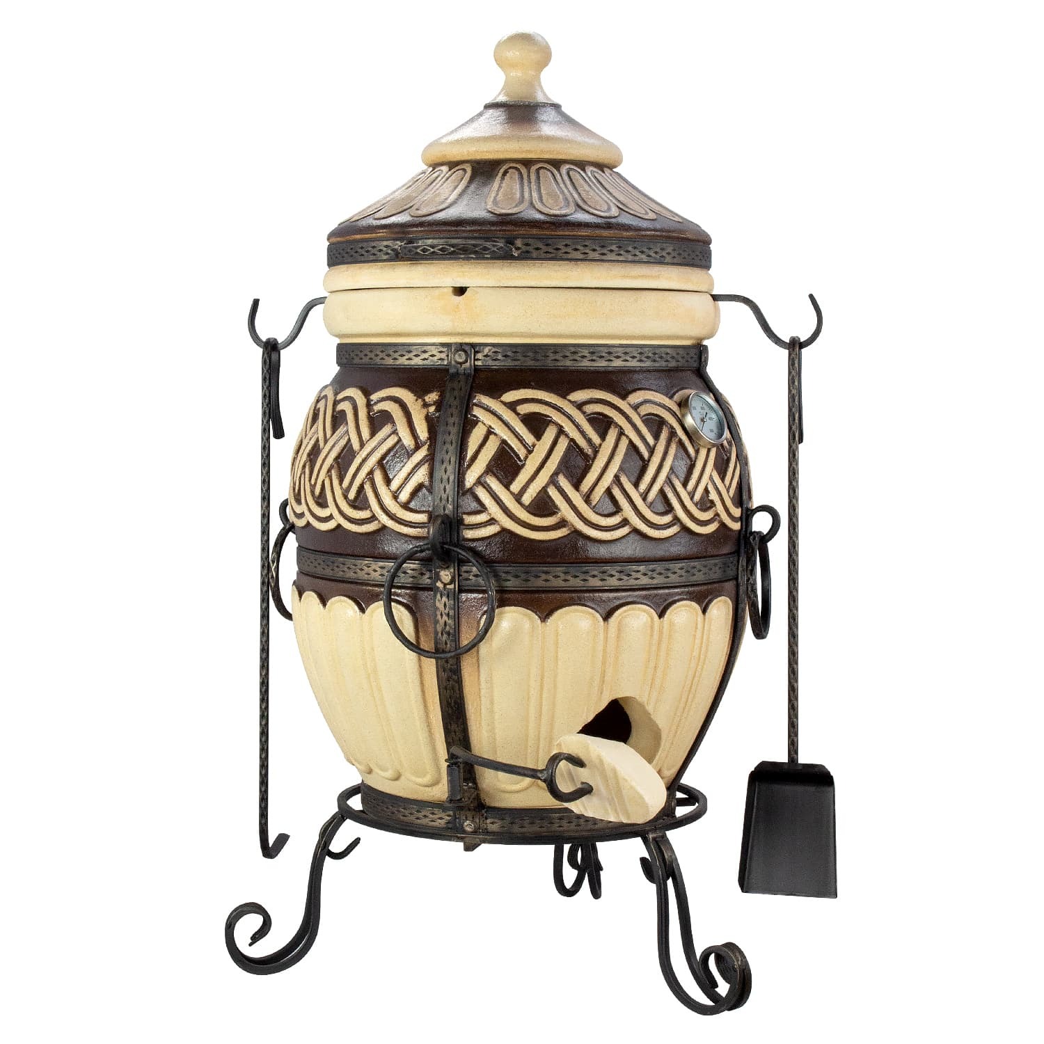 Tandoor Thor - Premium Schamott-Tonofen, Tandoor mit Thermometer, Outdoor Grillofen, Tandoor für Fleisch und Brot, Gartenofen Tonofen.