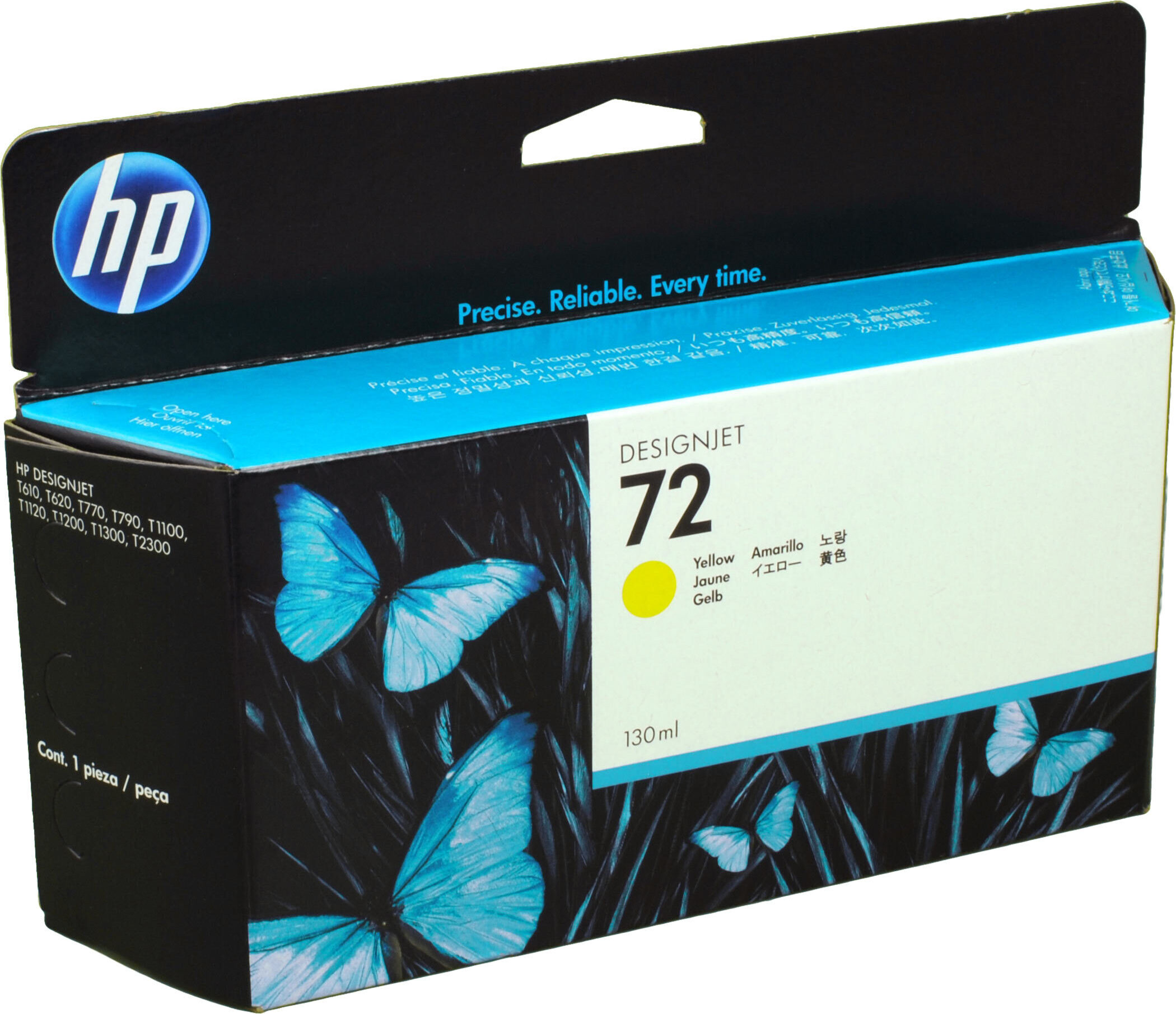 HP 72 Gelb DesignJet Druckerpatrone, 130 ml, HP DesignJet T610-Druckerserie, T620-Druckerserie, T770-Druckerserie, T1100-Druckerserie,..., Thermal Inkjet, Gelb, C9373A, Singapur, 202 mm