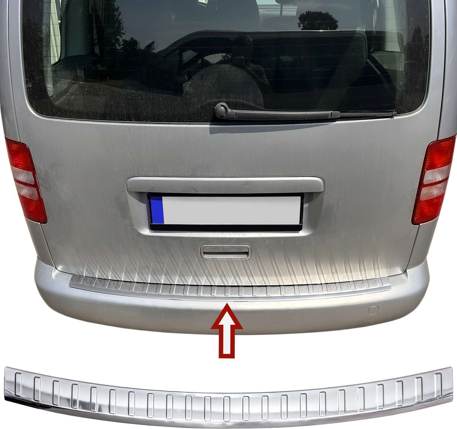 OMAC Protezione Paraurti Posteriore Per VW Caddy 2015-2020 – In ABS Nero, Resistente A Urti E Graffi, Installazione Con Biadesivo, Senza Forare
