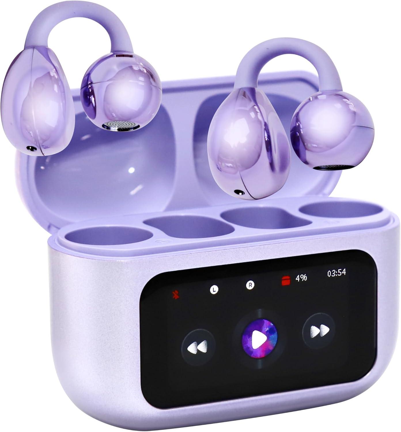 Xmenha Open Ear Bluetooth Kopfhörer kabellos Ohrclip Bildschirm Wireless Air Bone Conduction Headphones Knochenschall Kopfhörer Sport mit Bügel Luftleitung