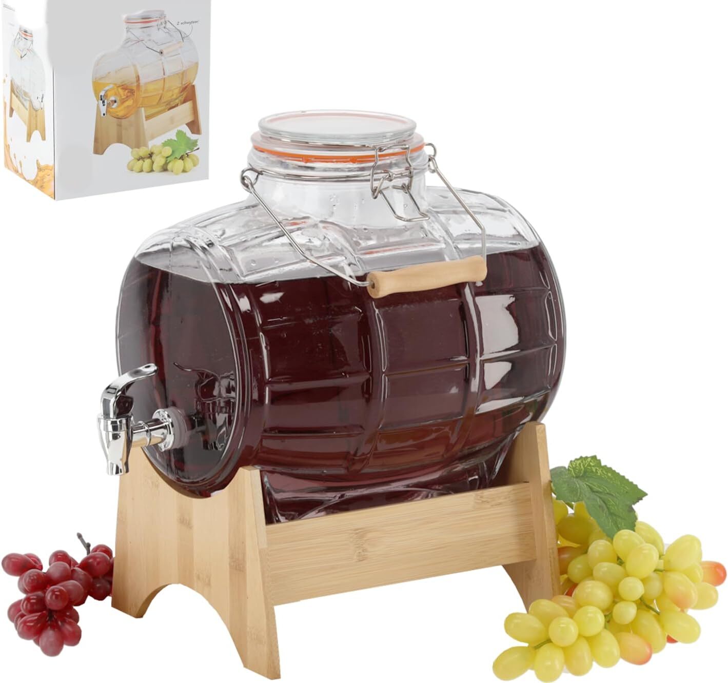 lilawelt24 5L Fässchen mit Holzständer Weinfass Fass Mit Hahn Schnapsfass Whiskyfass