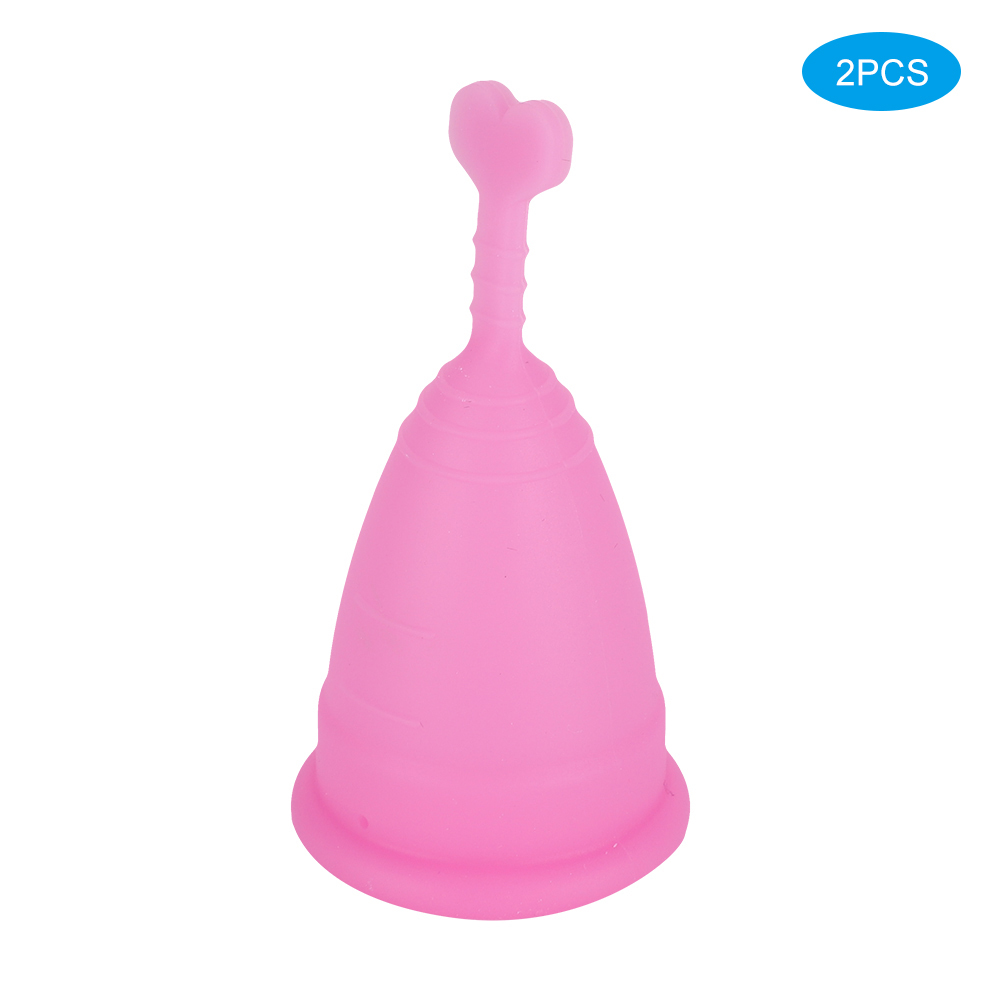 Cocosity 2Pcs Silikon Menstruationstasse Frauen weiblich weibliche Hygiene Cup Menstruation Supplies (Heart Shaped Pink S )