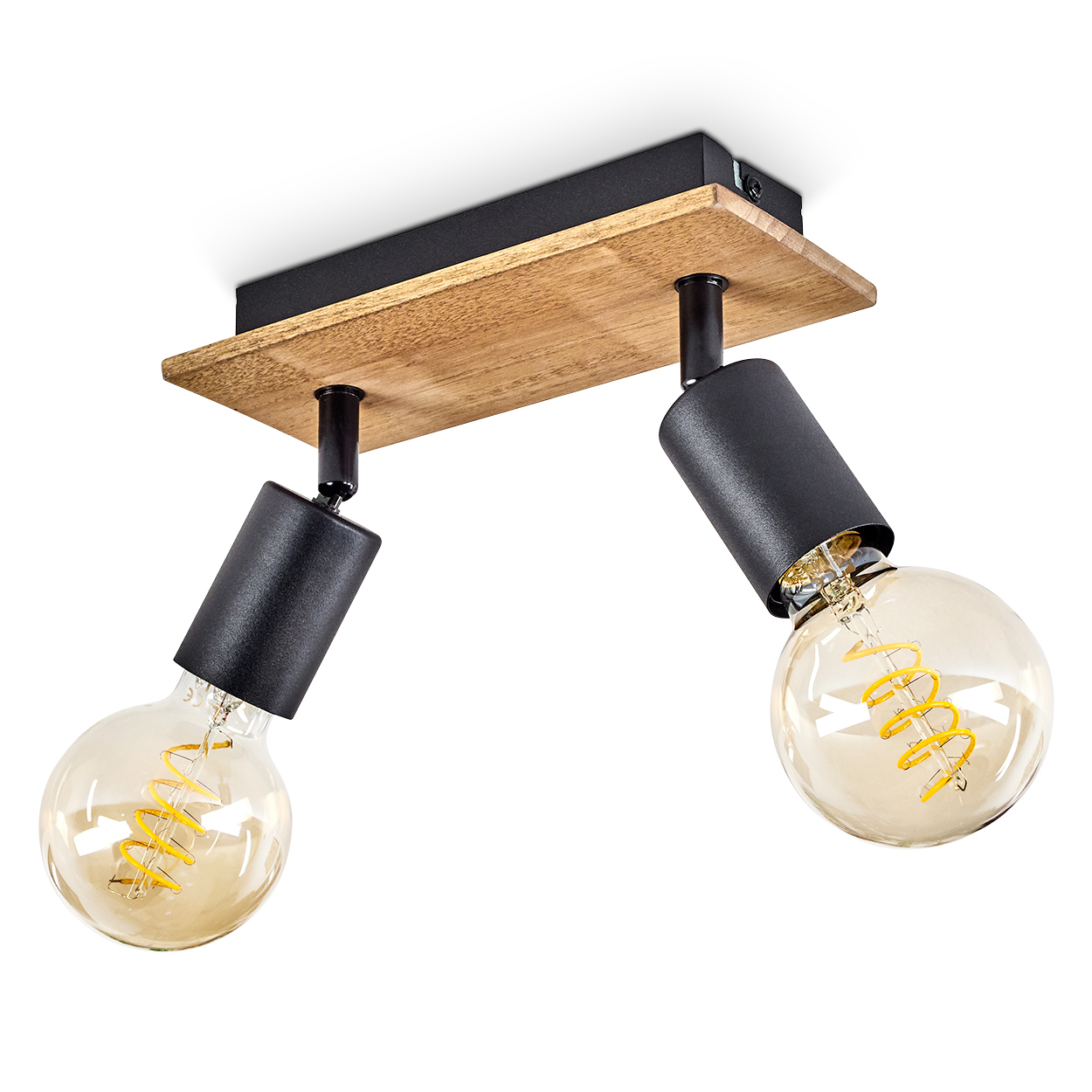 hofstein Agnino »Agnino« Deckenlampe aus Metall/Holz in Schwarz/Natur H3544761