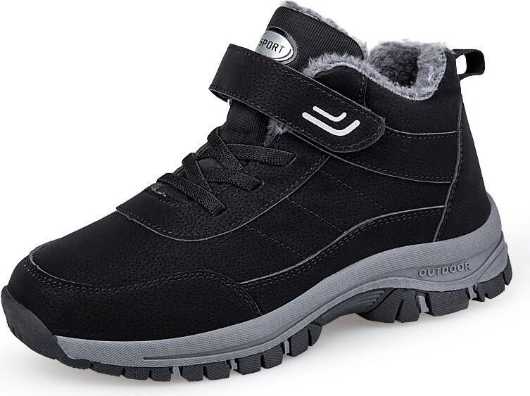 Unbranded Herrenmode-Plüsch-Kunstleder-Winterstiefel, 37, Schwarz