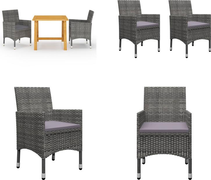 vidaXL 3-dielny záhradný jedálenský set sivý - Záhradný jedálenský set - Záhradné jedálenské sety - Záhradný nábytok - Záhradný set nábytku