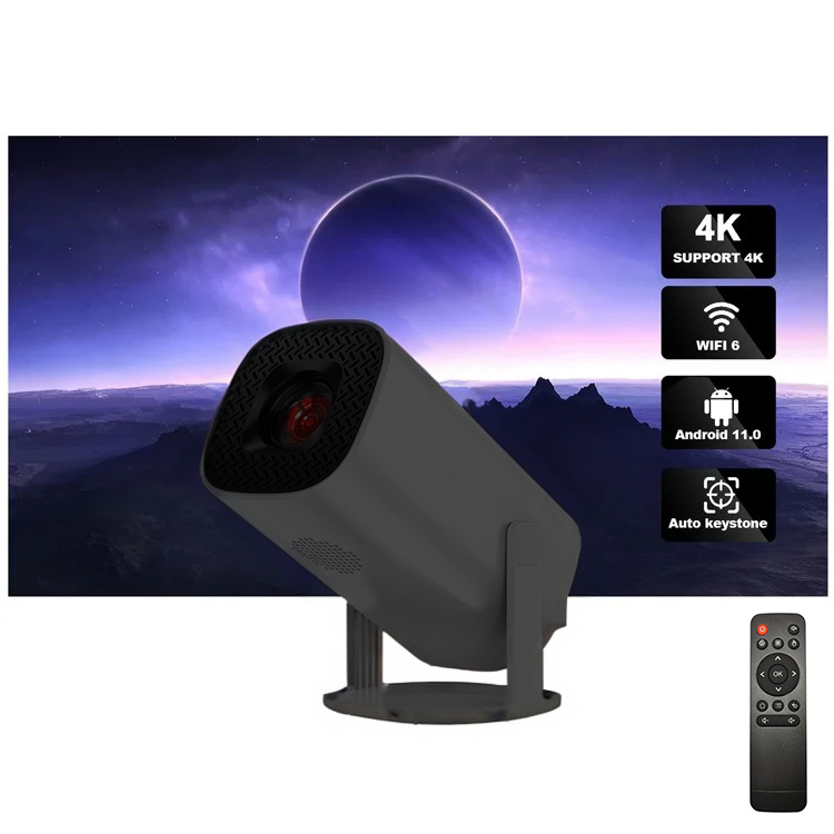 Projektor ZELURXX 4K s diaľkovým ovládačom, 1080p, WiFi 6, Bluetooth 5.4, Android 11.0, 100-palcový displej, čierny
