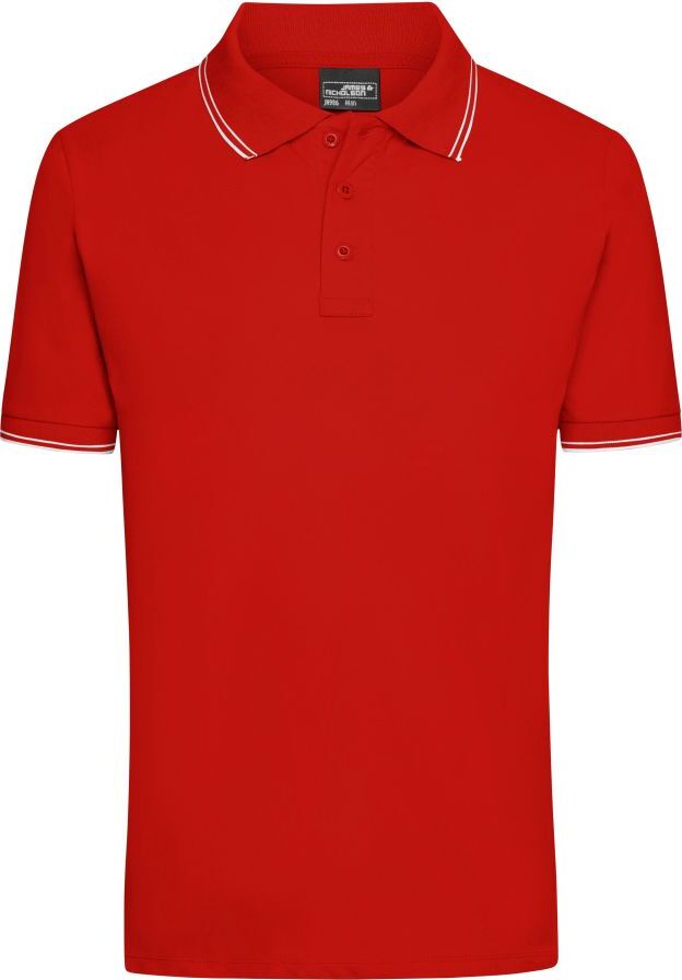 James & Nicholson Men's Polo Polo in elastischer Piqué-Qualität tomato/white, Gr. S JN986towh/S
