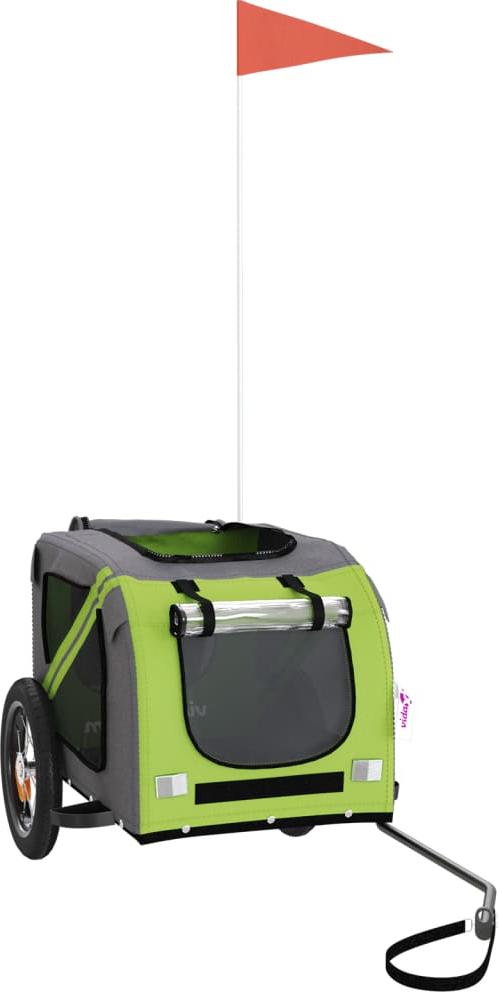 Fahrradanhänger Hunde Grün und Grau Oxford-Gewebe und Eisen