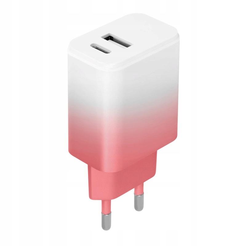 Setty USB-C 20W Wandladegerät zum Aufladen von Mobiltelefonen, Weiß und Rosa, Schnell