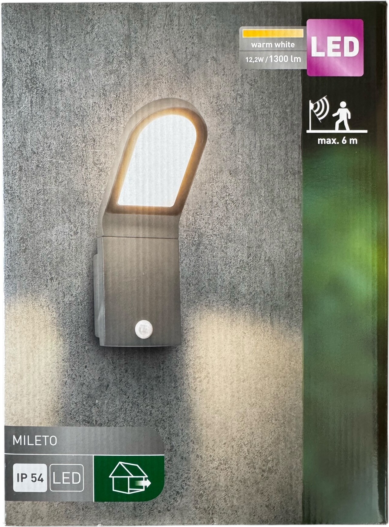 daniplus LED Sensor-Außenwandleuchte für Weg, Einfahrt, Garten, Garageneinfahrt, Bewegungsmelder, Outdoor, Aluminium, dunkelgrau, ca. 27,5x10x17cm