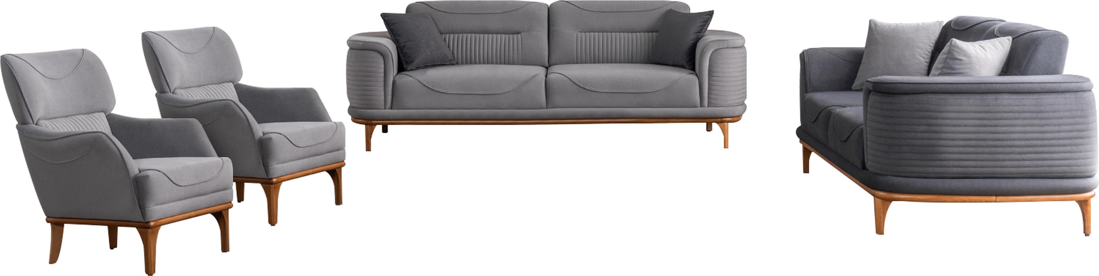 Modernes Graues Polstermöbel Set: Sofas und Sessel für Wohnzimmer Neu