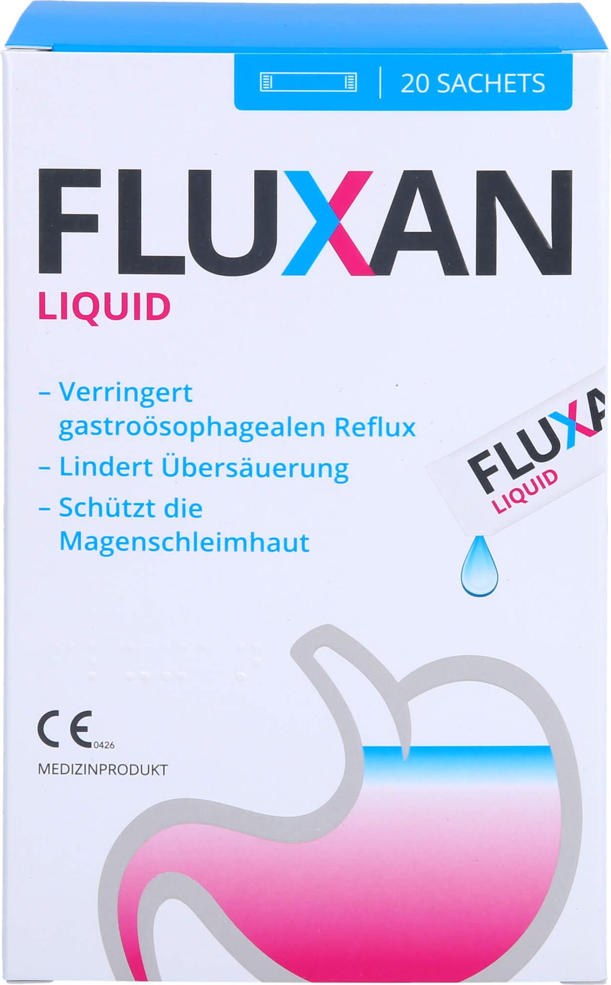Ardeypharm GmbH Fluxan Liquid Sachet verringert gastroösophagealen Reflux und lindert Übersäuerung, 20 St. Beutel 16505067