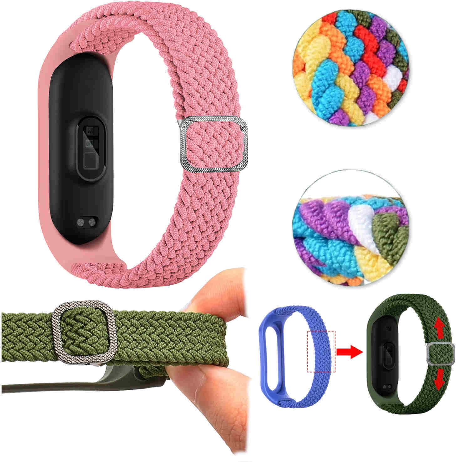 Pre Xiaomi Mi Band 5 / 6 / 7 hodinky Nylonový silikónový náramok Náhradný športový náramok Vzor 3