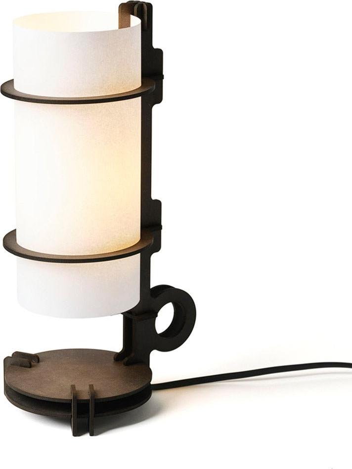 von Tjalle und Jasper A(4) Tischleuchte – Japandi Design Tischlampe aus MDF – Minimalistisch & Individualisierbar – 16 × 12 × 31 cm – E14 Fassung – Schwarz
