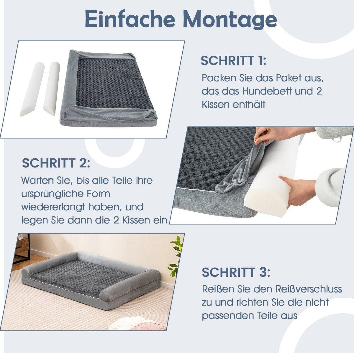 Northix Orthopädisches Hundebett XL, Grau - Gelenkunterstützung, Rutschfest