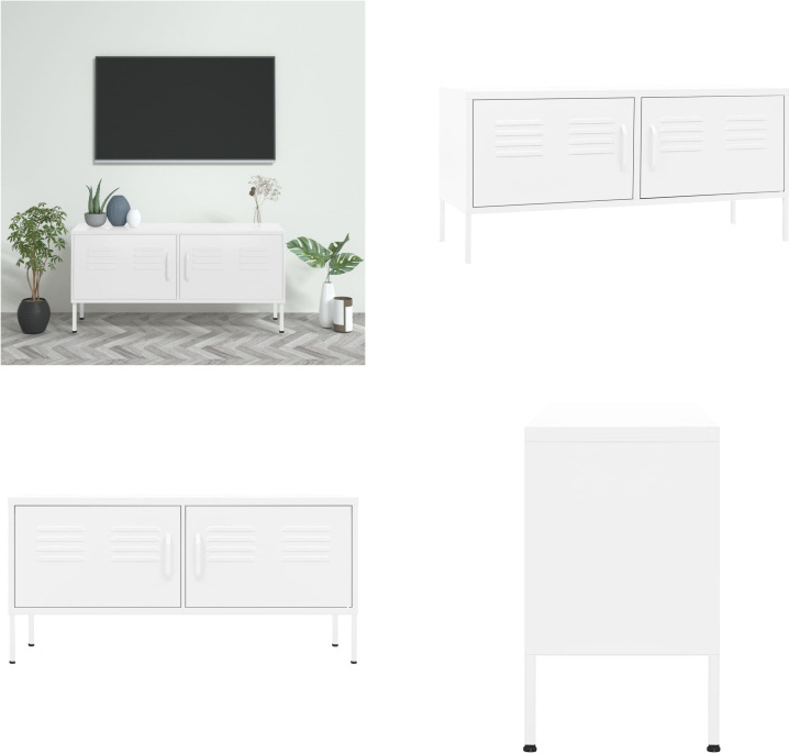 vidaXL TV Schrank Weiß 105x35x50 cm Stahl - TV-Schrank - TV-Schränke - HiFi-Schrank - HiFi-Schränke HL336233