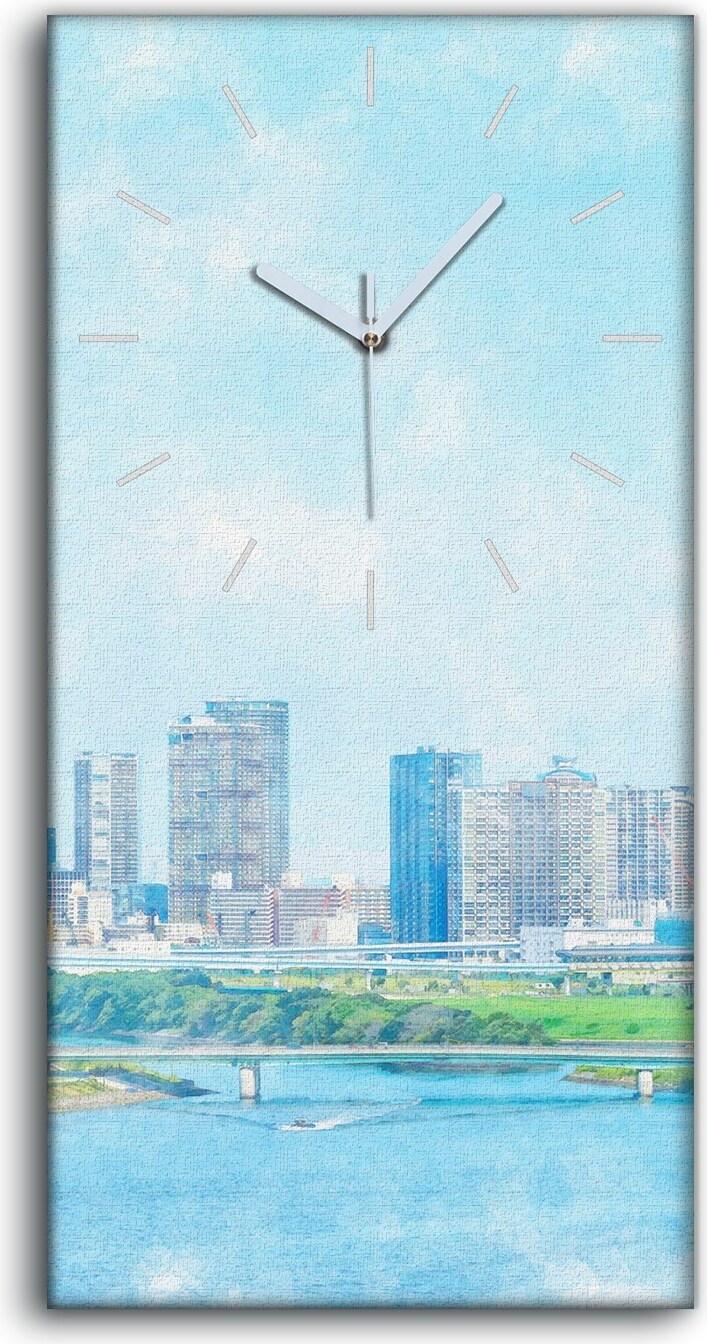 coloray Wandbild Leinwand Bilder mit Uhr 30x60 Architektur Tokyo Stadt Japan Architektur - weiße Hände zcv-241005800-30x60-b