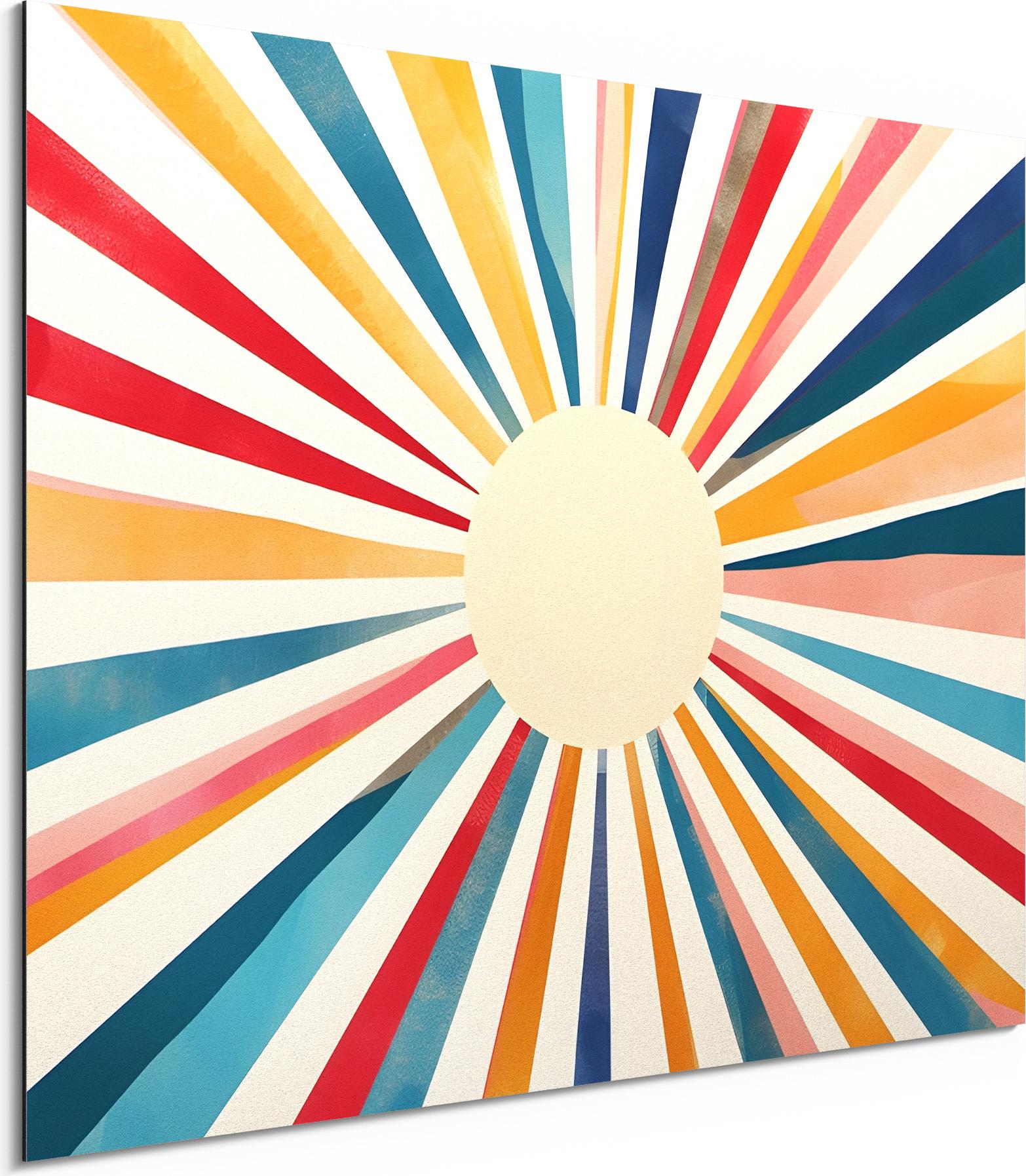 DEQORI Alu-Dibond Bild Weiß 40x30 cm 'Strahlenfreude' Wandbild Metall dünn Design AD-40-30-W-5293-UV