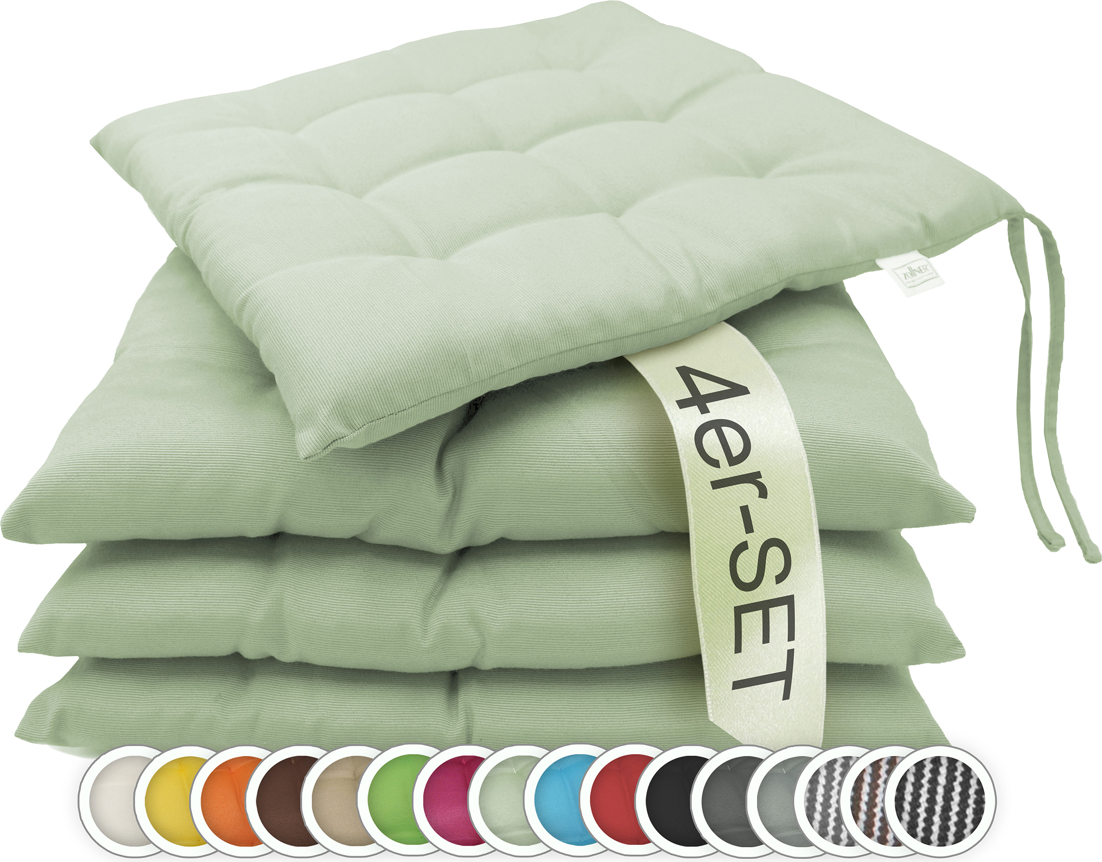 Sitzkissen 4er Set, 40x40 cm, grün (lindgrün)