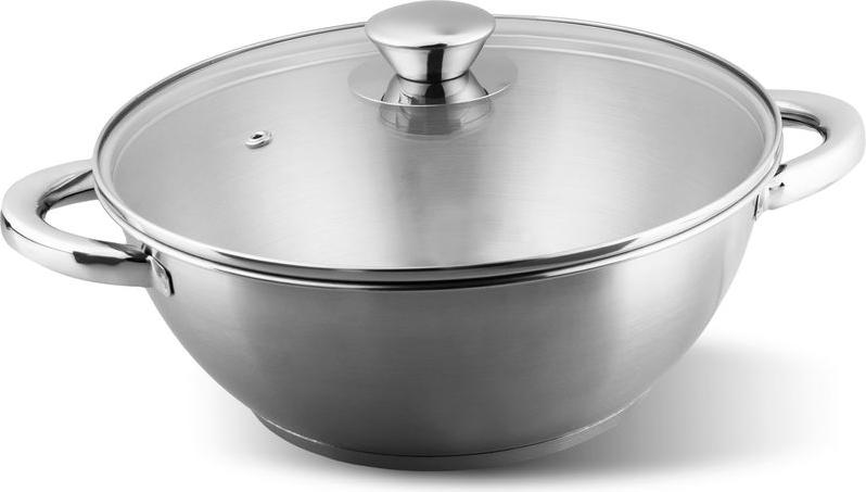 Wok Topf MagicHome Chloe, 26 cm, 5 Lit., mit Glasdeckel, Edelstahl