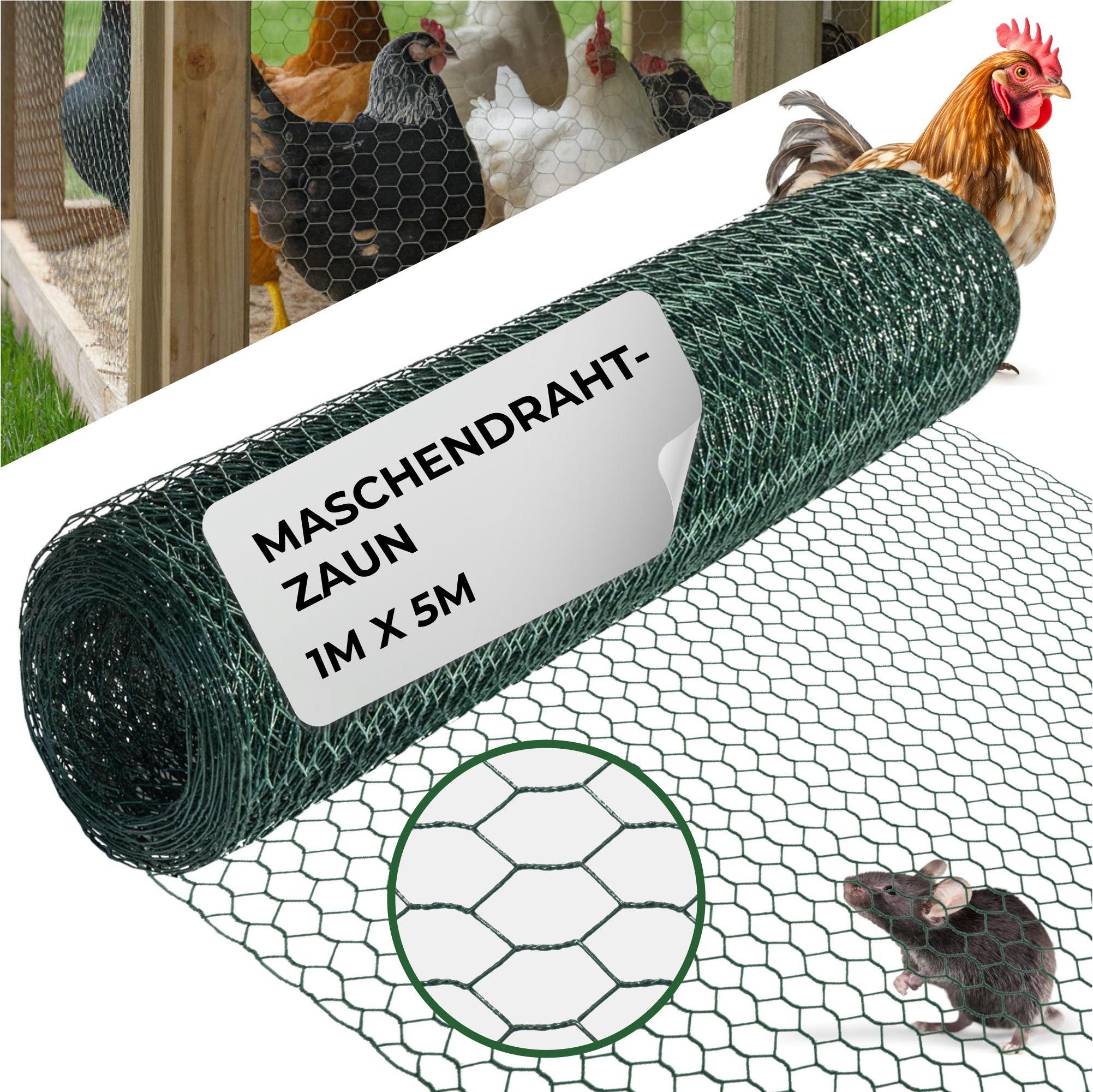 STREND PRO Geflecht GARDEN HEX PVC 1000/16/0,9 mm, grün, RAL 6005, sechseckig, Tierhaltung, Packung 5 m