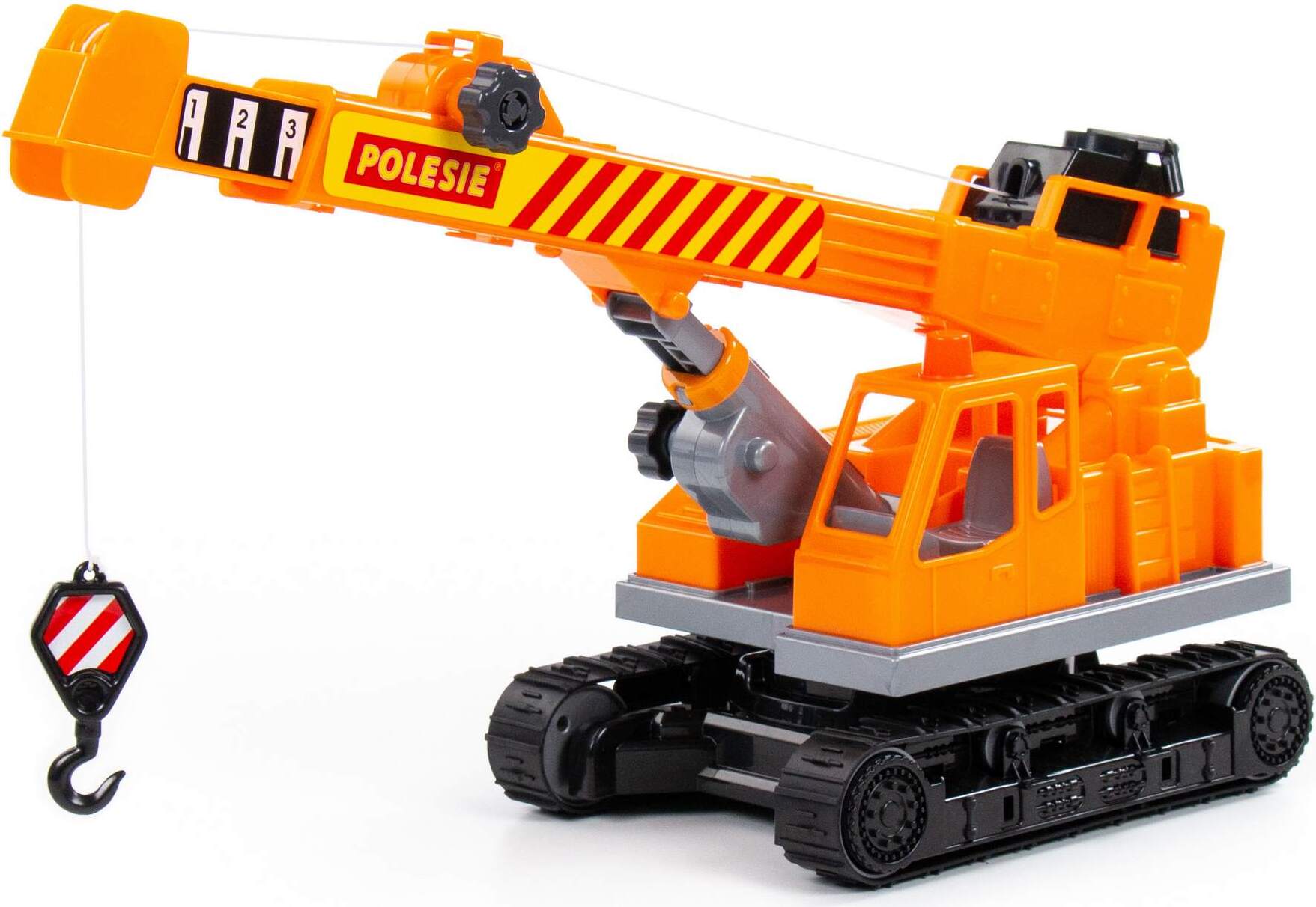 POLESIE Raupenkran Kinder Spielzeug MONOLITH Mobilkran orange Baustellen Fahrzeug +3J
