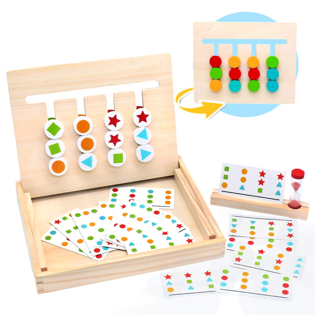 Neu Montessori Holz 3D Sortierung Sortierspiele Kinderspielzeug Holzspielzeug 
