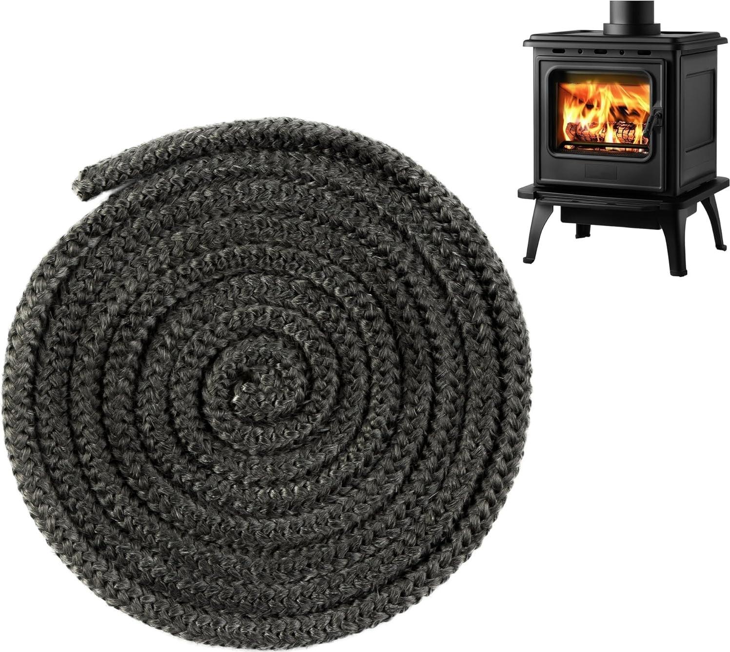 JedBesetzt Geflochtene Dichtung für Einsatz und Ofen 8 mm x 4 m, Ersatzdichtung aus Fiberglas, Kamineinsatzdichtung für Holzofen, Kamin, Wärme K-MM-251230-84