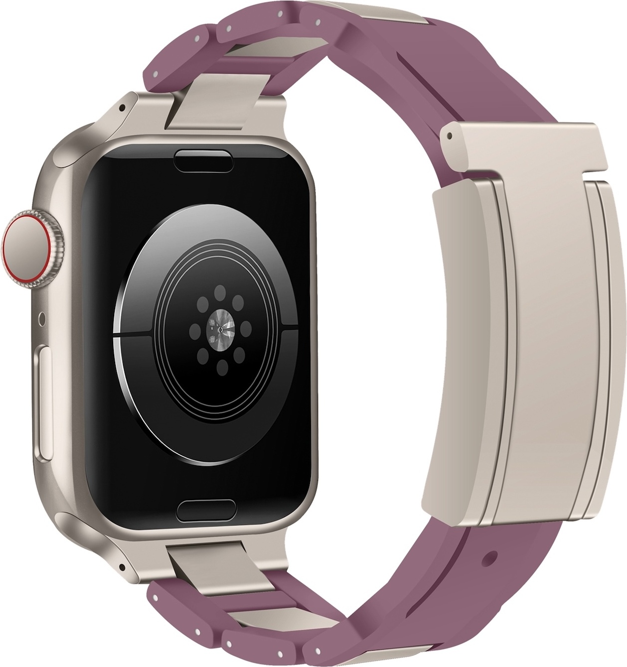 Pre Apple Watch Series 10 46mm / 9 8 7 45 / 6 SE 5 4 44mm Design Magnetická pracka z nehrdzavejúcej ocele Fialová / béžová