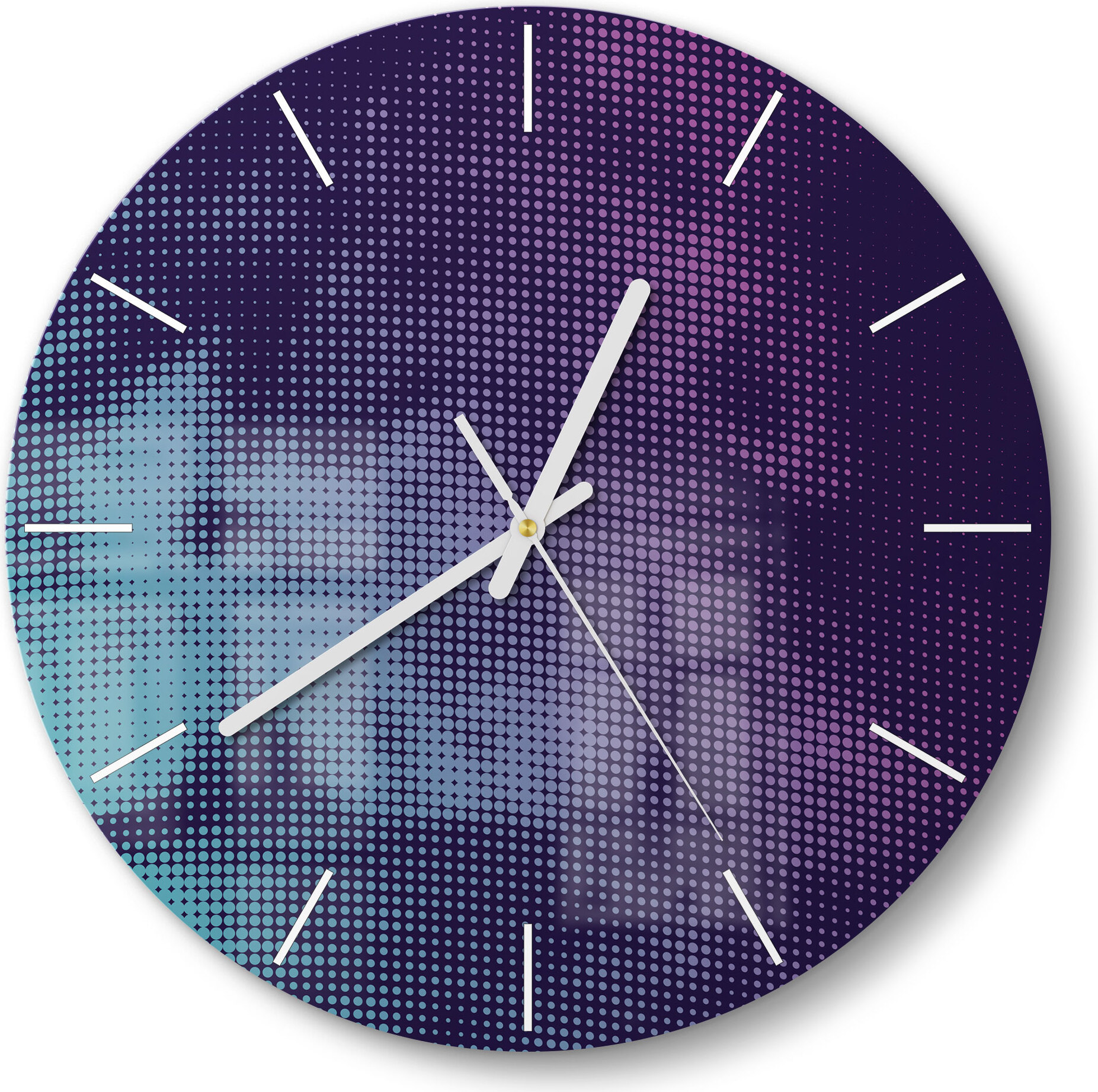 DEQORI Glasuhr Ø30 cm Modern 'Türkis-pinker Farbdunst' Wanduhr Glas Uhr Design leise WC-D30-M-1573