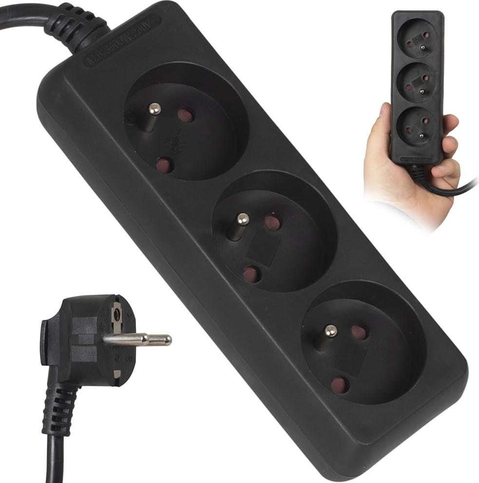 Verlängerungskabel 1.5M-3GN+0 10A IP20 VA0304B-1,5 Schwarz Vayox