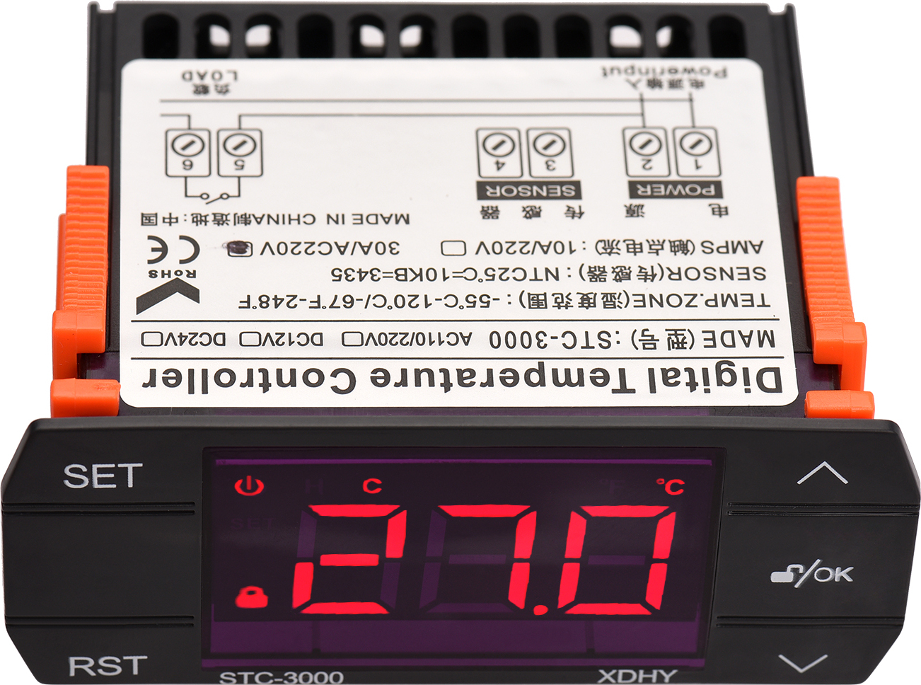 Uadme Termostato Digitale STC-1000, 24V Regolatore di Temperatura, -50~110℃ LED Display Temperature Controller con Sonda Sensore NTC Uadme Termostato Digitale STC-1000, 24V Regolatore di Temperatura, -50~110℃ LED Display Temperature Controller con Sonda Sensore NTC