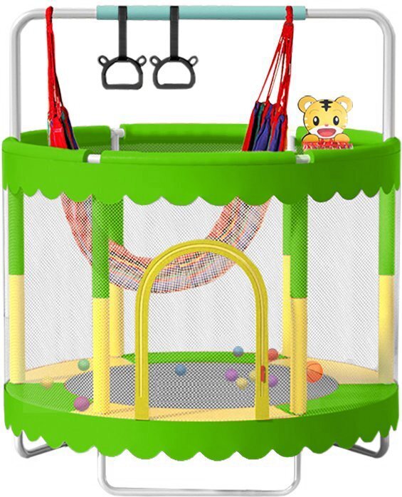 Detská trampolína 150 cm s bezpečnostnou sieťou, hojdačkou a vybavením Orange