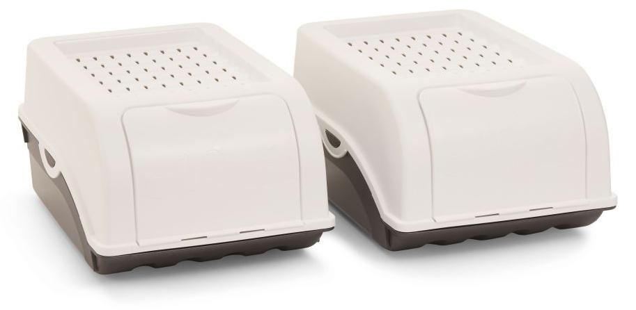 Novaliv 2x Klein 3,5 L Zwiebeltopf weiß Zwiebelbox Knoblauchtopf Aufbewahrungsbox Vorratsdose Gemüsebox