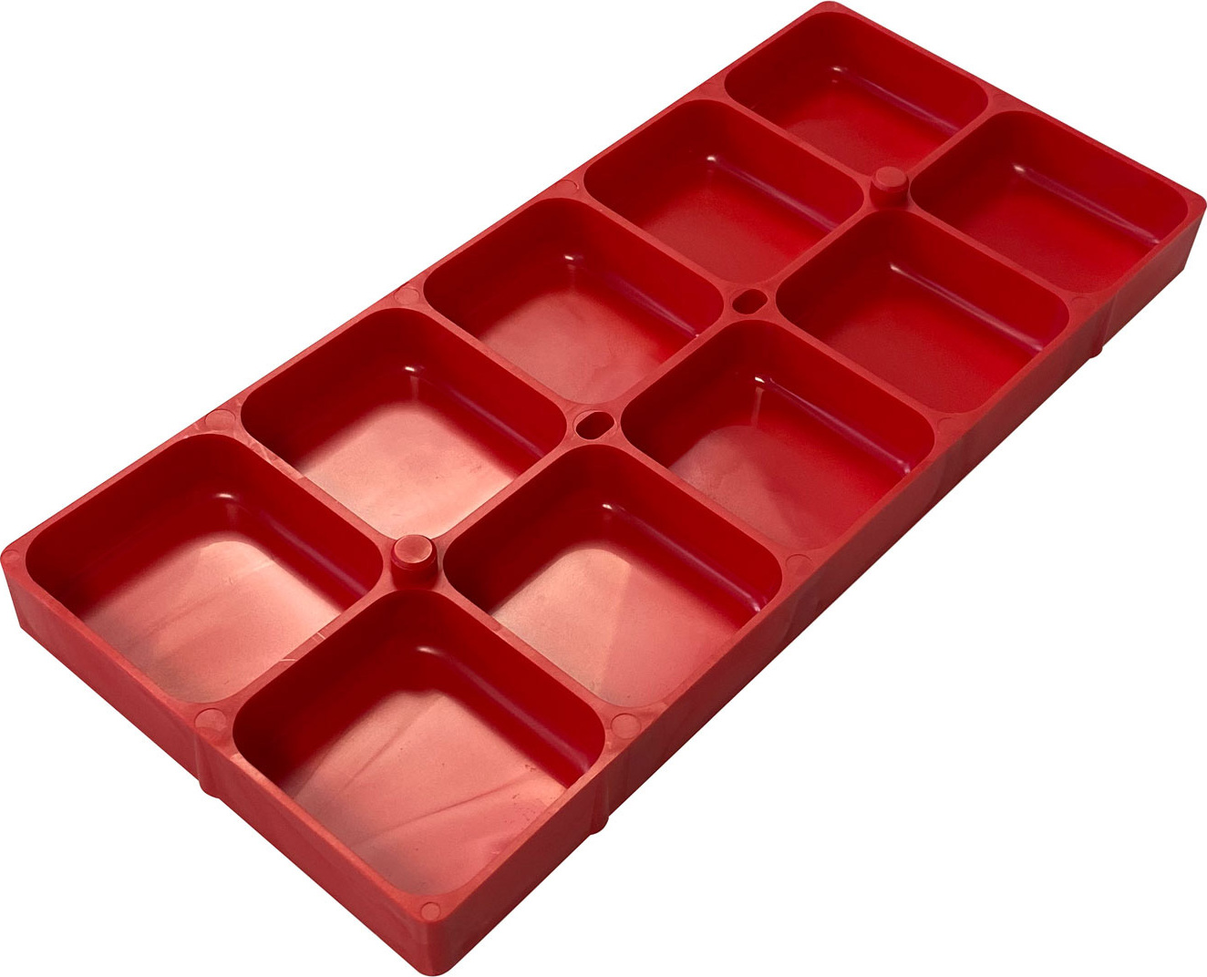 Selva Kunststoffbehälter, Rot, mit 10 Fächern, zur Aufbewahrung von Einzelteilen, Sortierhilfe, 236 x 105 x 17 mm