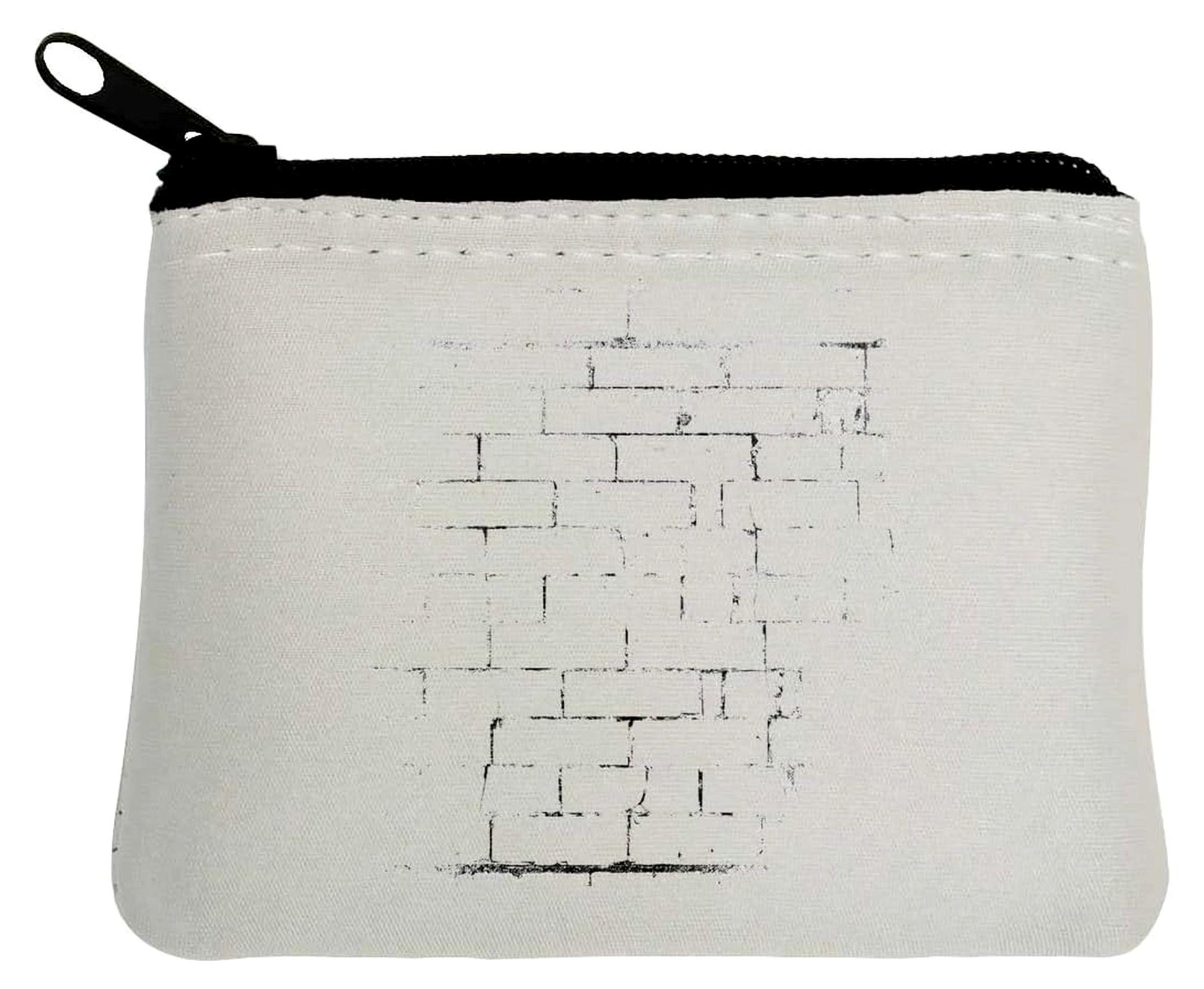 Markenlos Geldbörse aus Neopren, Ziegelwandstruktur, 12 x 9 cm, Weiß