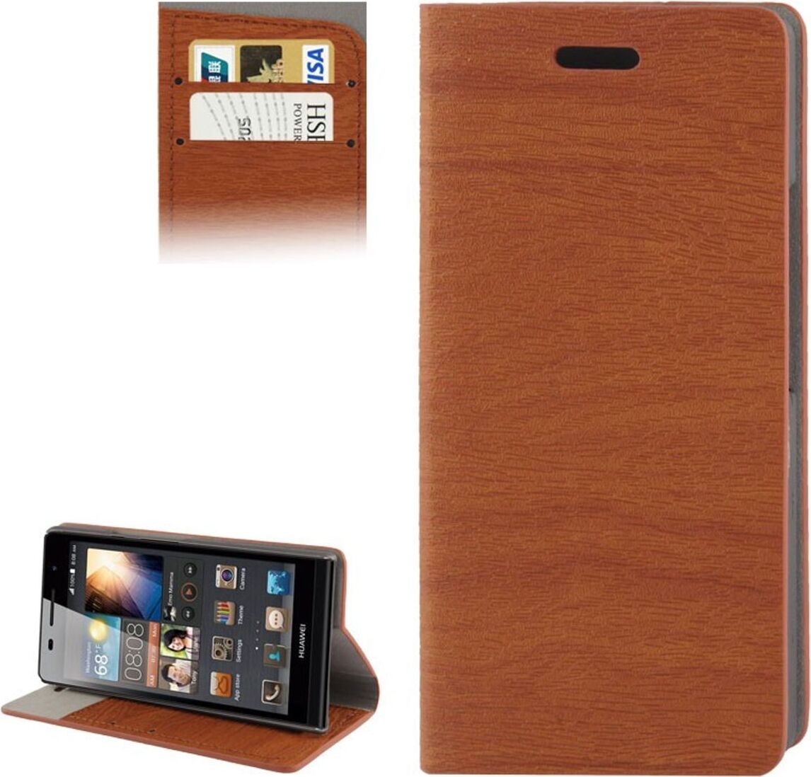 Dizajnové puzdro na mobilný telefón Huawei Ascend P6 hnedé