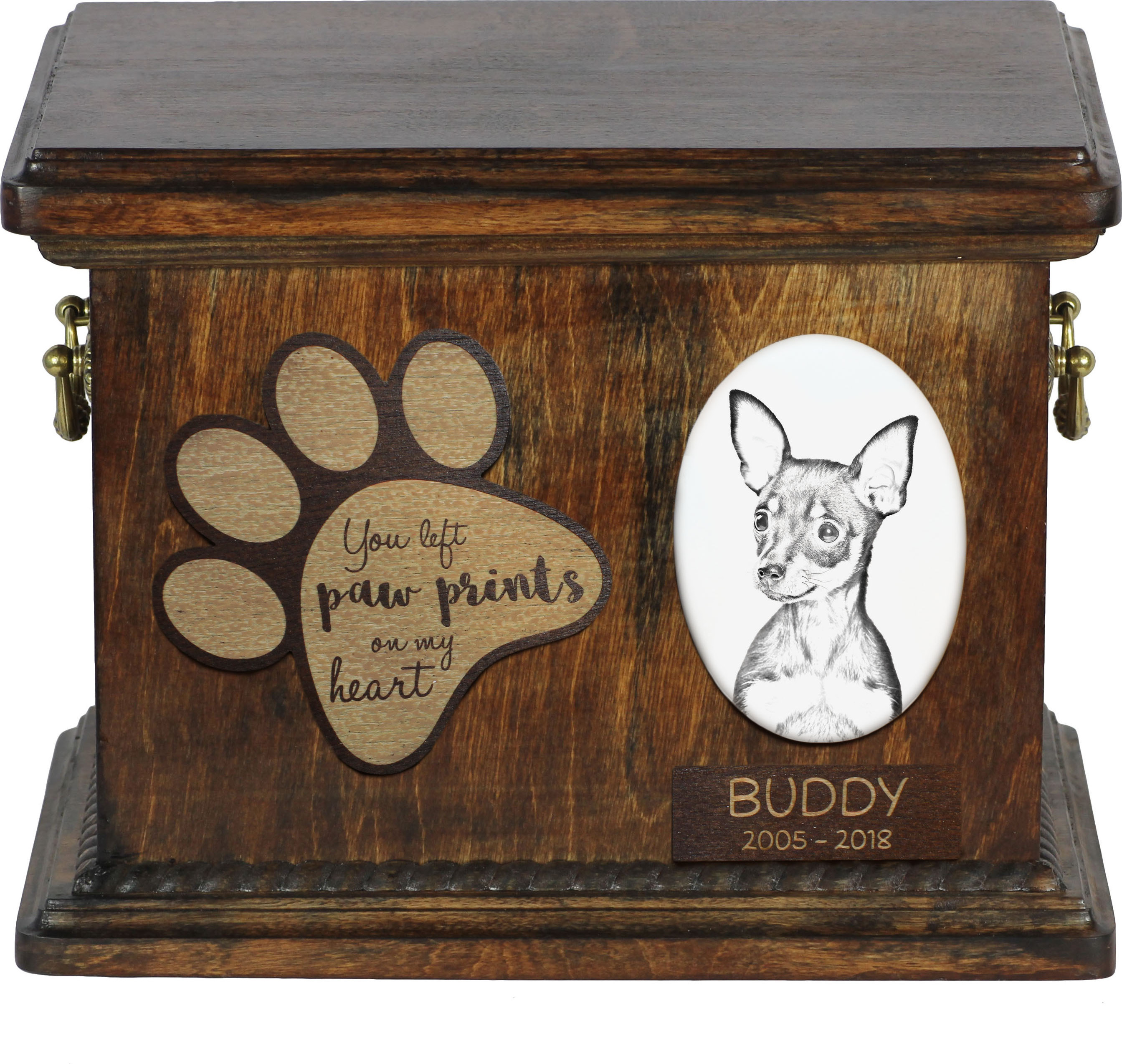 Russischer Toy, Russkiy Toy, Russischer Zwergspaniel - Hund Ascheurne, personalisierte Ascheurne mit Foto, Hund Ascheurne von der Marke Art-Dog