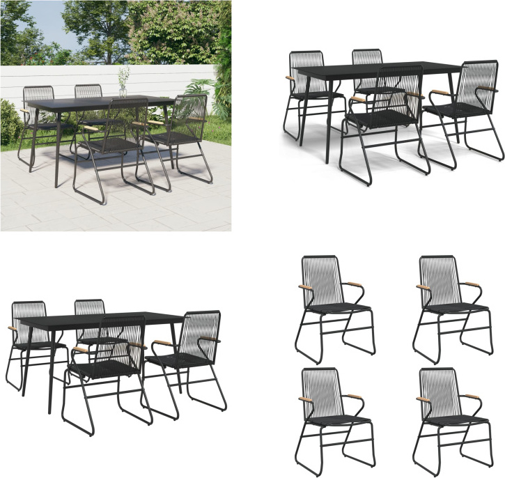 vidaXL 5 tlg. Garten Essgruppe Schwarz PVC Rattan - Garten Essgruppe - Garten Essgruppen - Essgruppe - Essgruppe Terrasse